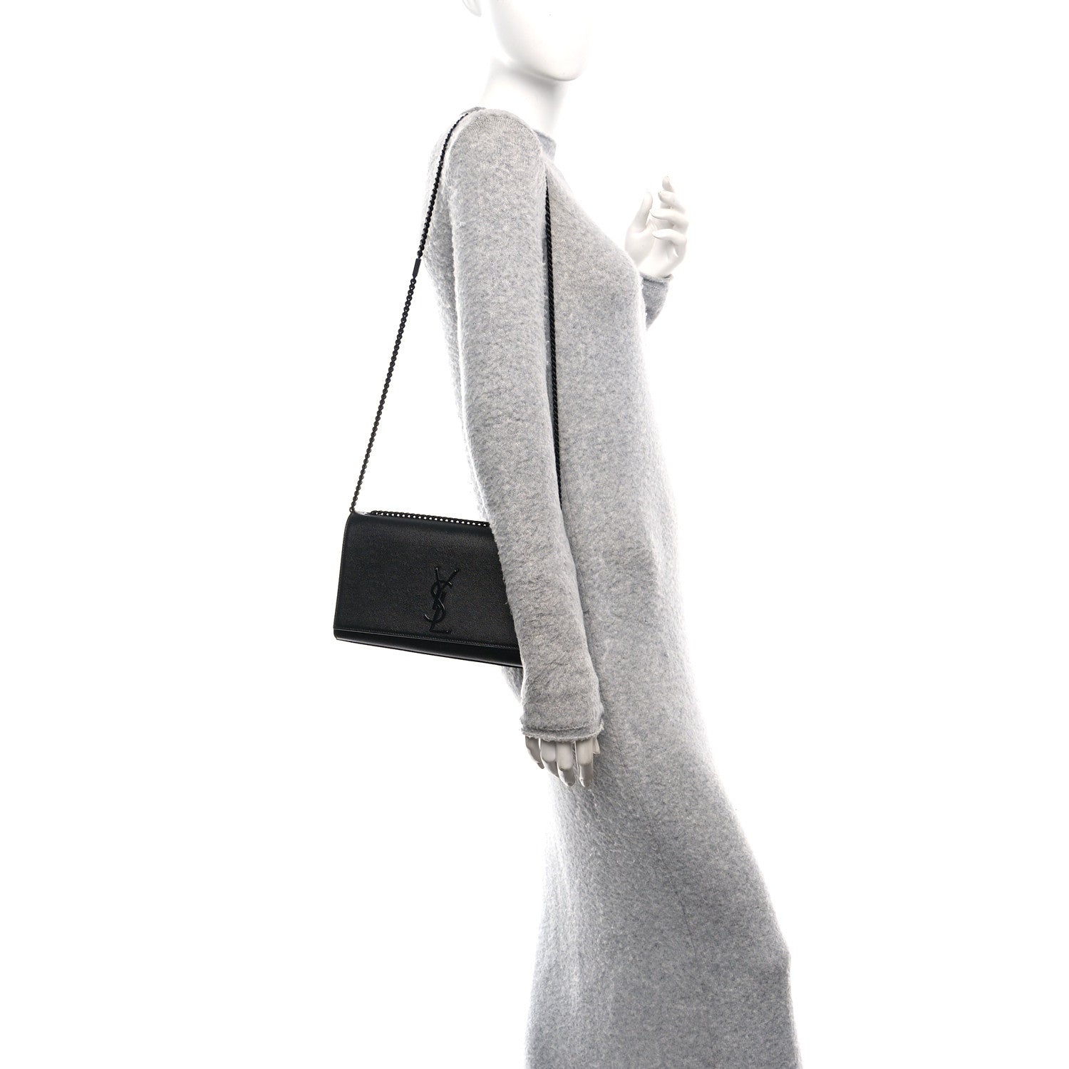 Saint Laurent Grain De Poudre Medium Classic Monogram Monochrome Kate Satchel Black 2 of 9