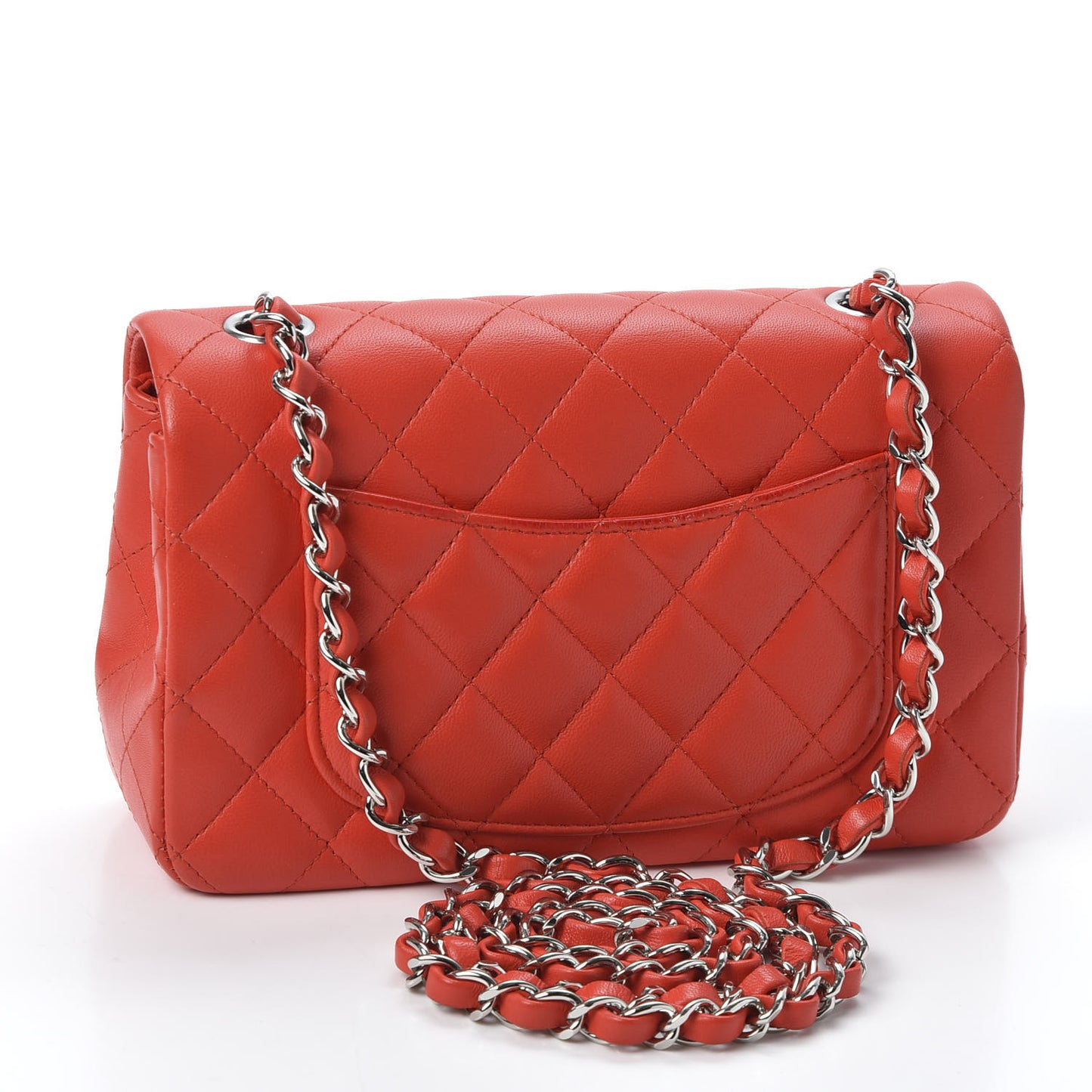 Lambskin Quilted Mini Rectangular Flap Red