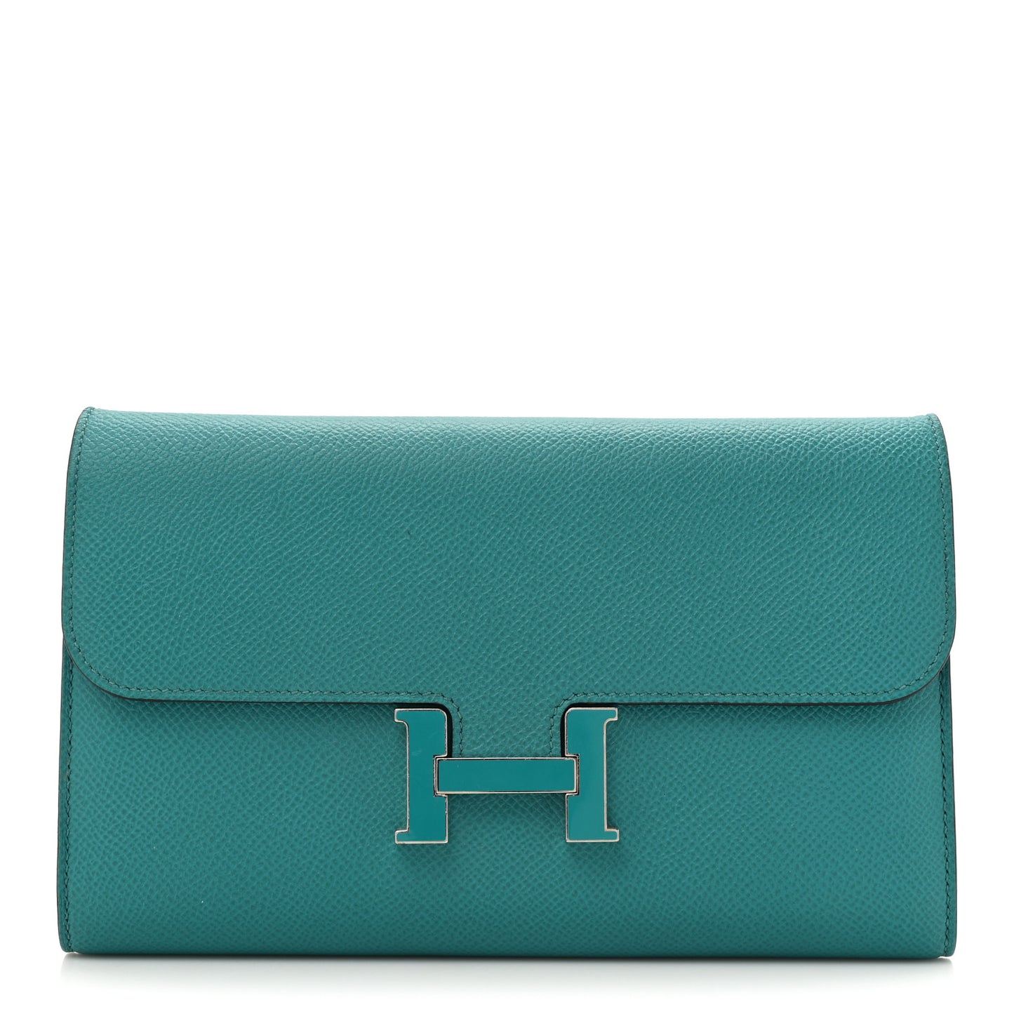 Epsom Enamel Constance Long Wallet Bleu Paon