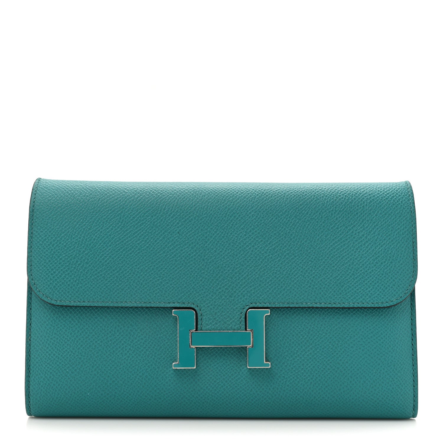 Hermes Epsom Enamel Constance Long Wallet Bleu Paon 1 of 10