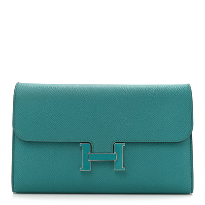 Hermes Epsom Enamel Constance Long Wallet Bleu Paon 1 of 10