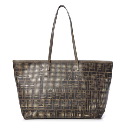 Fendi Zucca Lampo Studded Roll Tote Tobacco 1 of 15