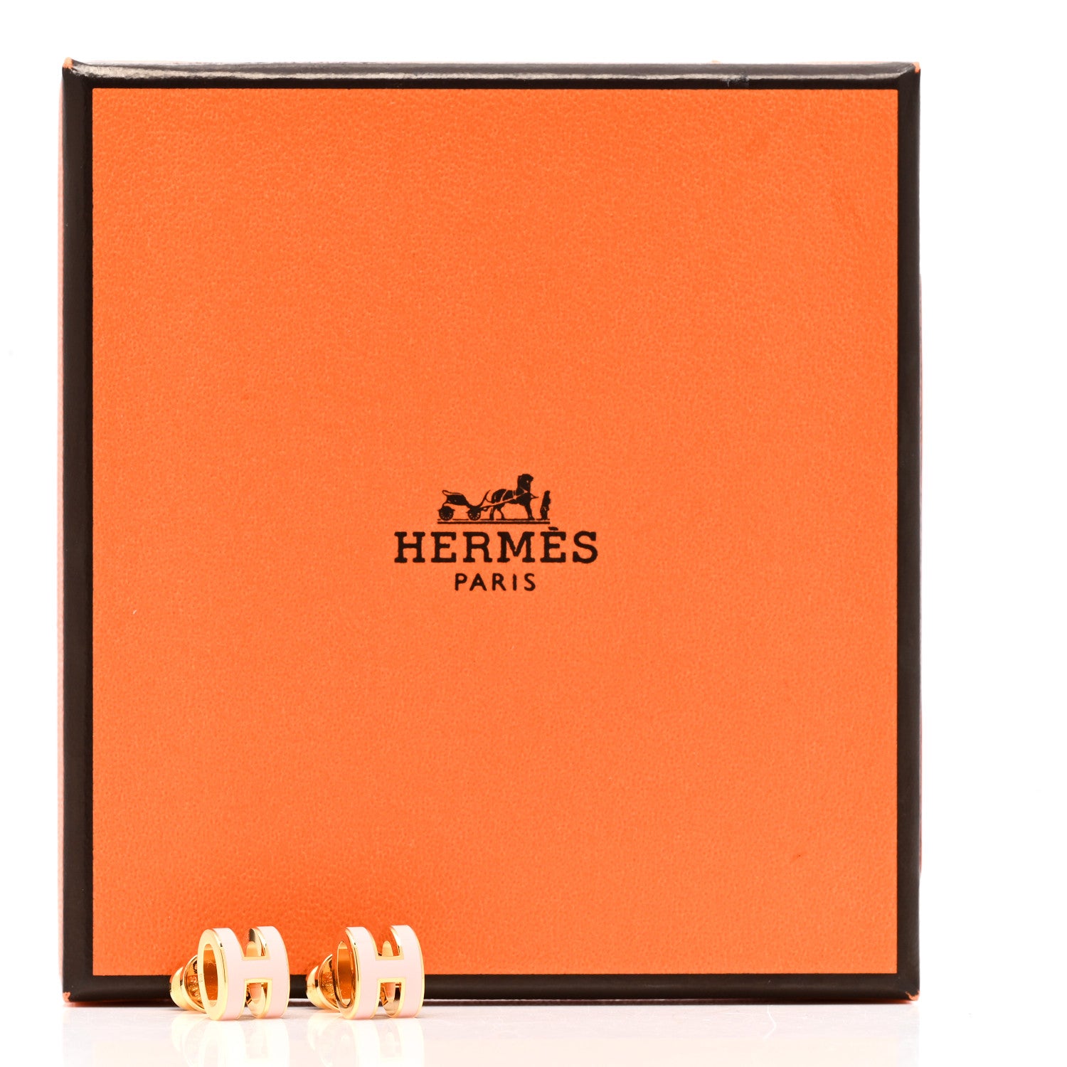 Hermes Rose Gold Lacquered Mini Pop H Earrings Rose Sakura 3 of 5