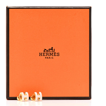 Hermes Rose Gold Lacquered Mini Pop H Earrings Rose Sakura 3 of 5