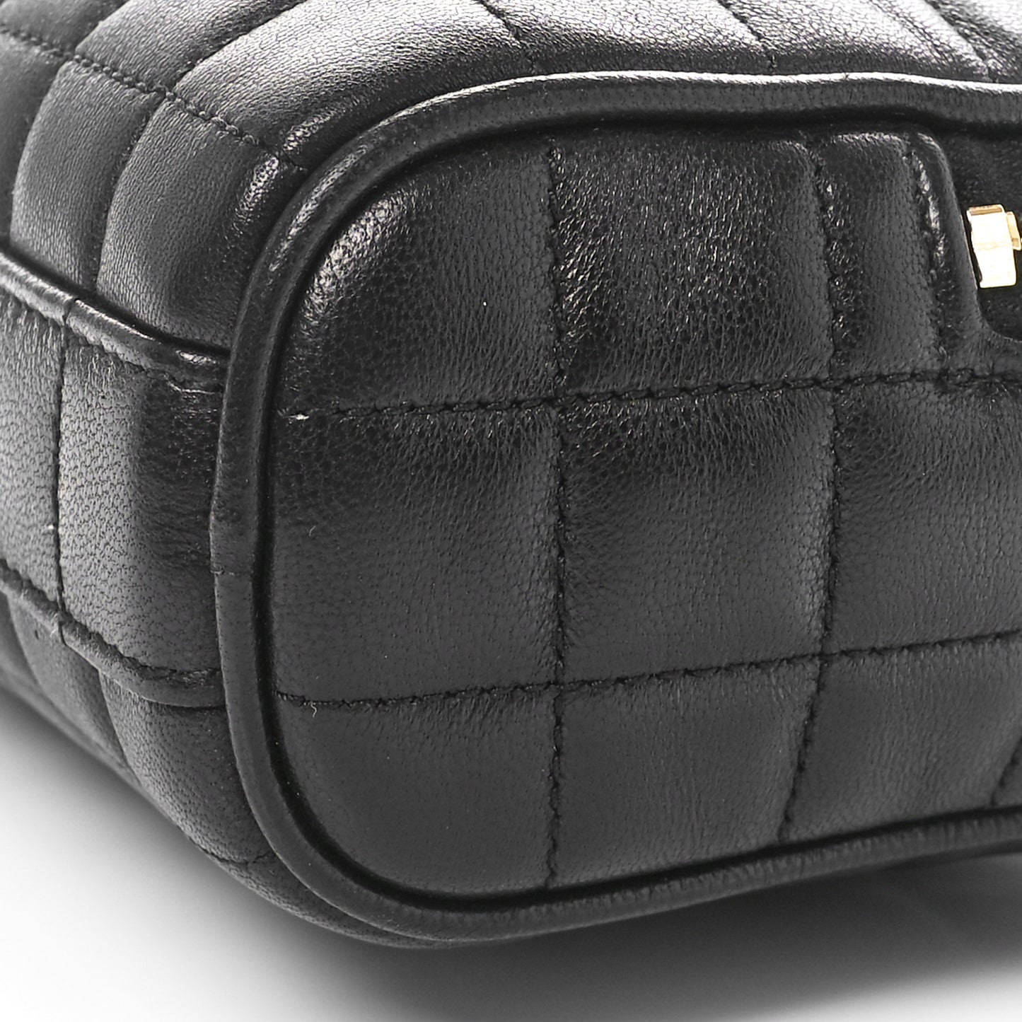 Lambskin Carre Quilted Cassandre Mini Camera Bag Black