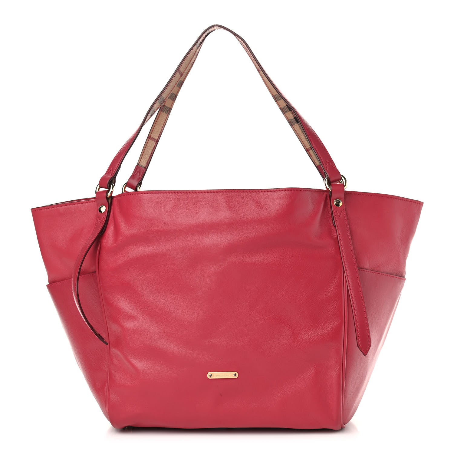 Burberry Calfskin House Check Small Canterbury Tote Raspberry 1 of 16
