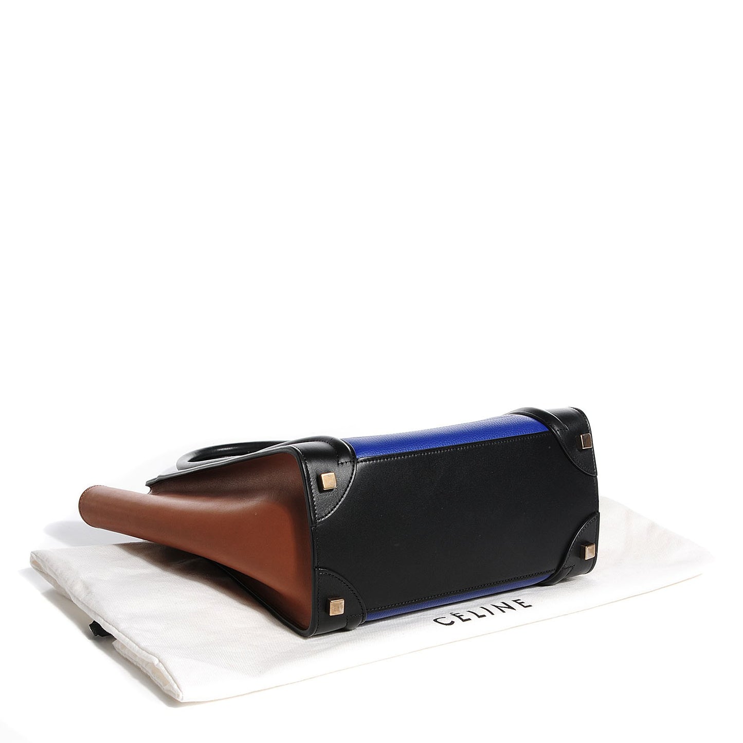 Drummed Calfskin Micro Tri-Color Luggage Indigo