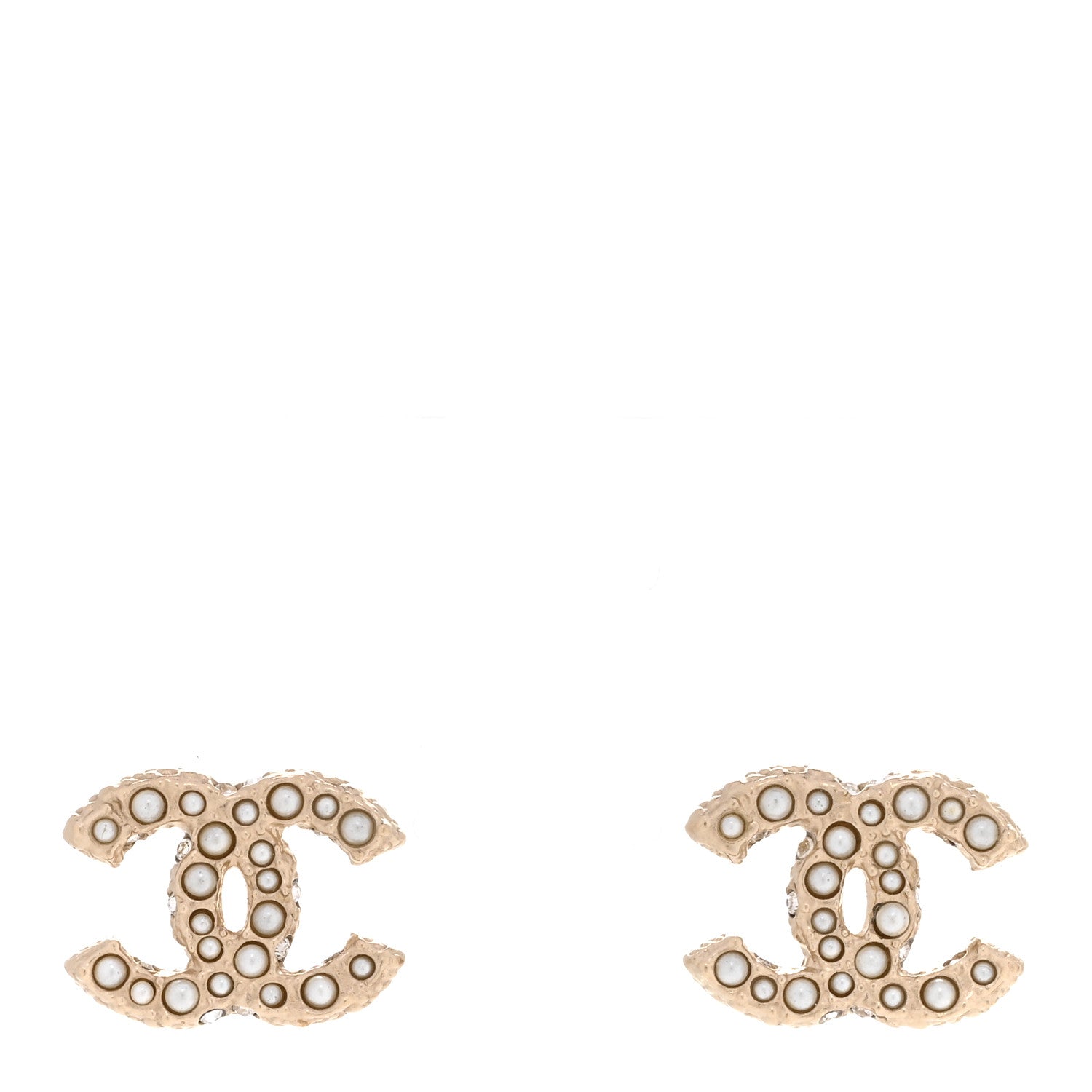 Chanel Pearl Studded CC Earrings Gold 1 of 5