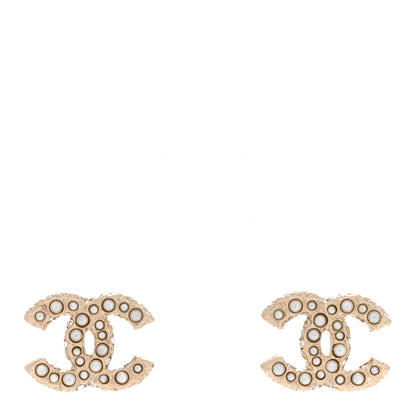 Chanel Pearl Studded CC Earrings Gold 1 of 5