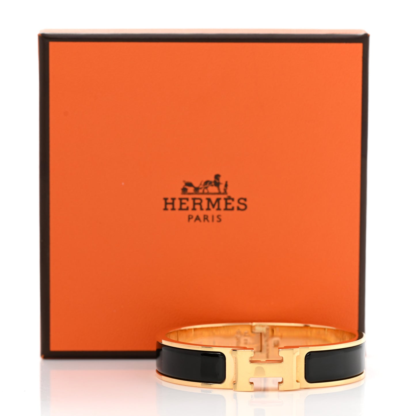 Enamel Narrow Clic Clac H Bracelet PM Black