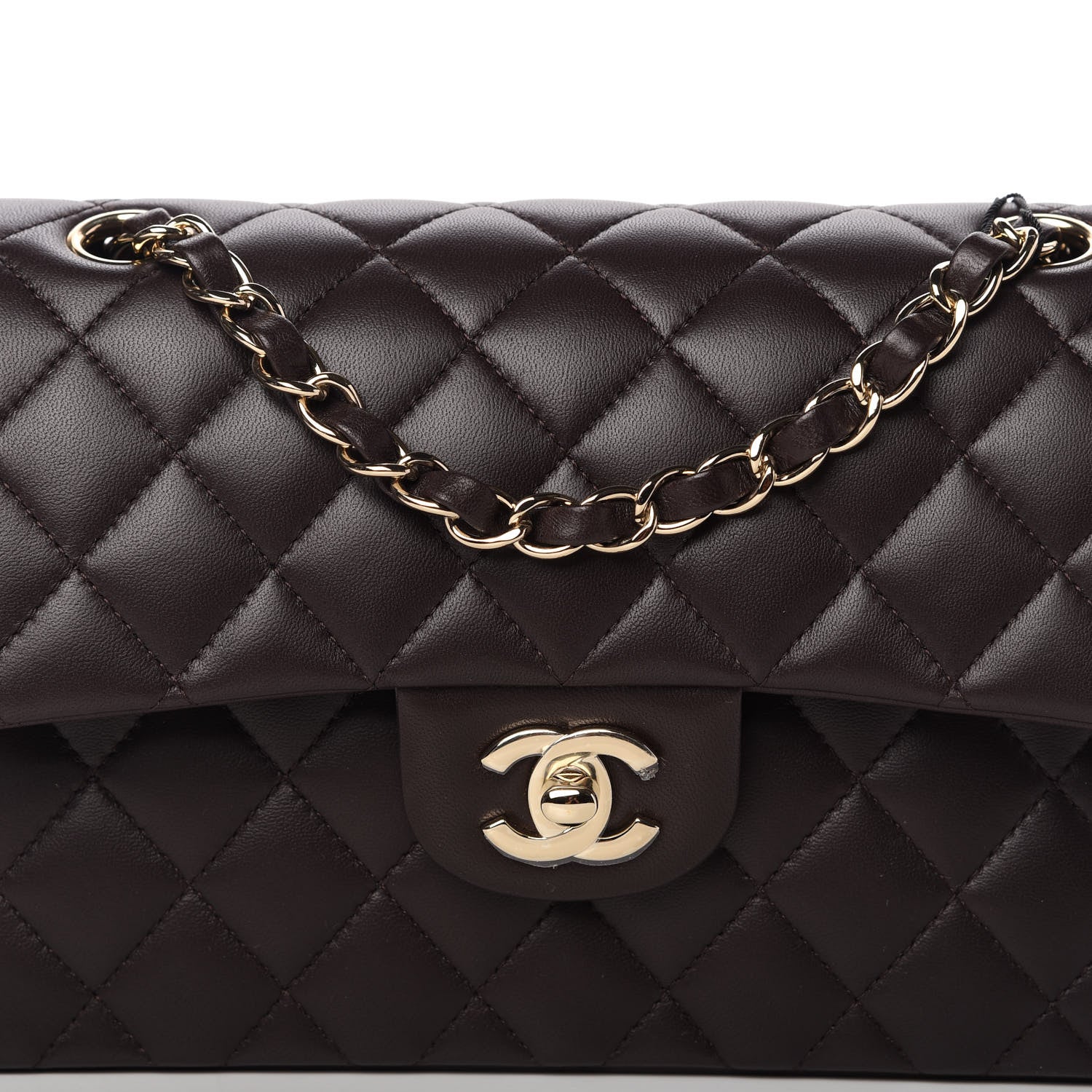 Chanel Lambskin Quilted Small Double Flap Dark Brown 10 of 11