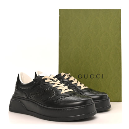 Gucci Calfskin GG Tennis Embossed Perforated Mens Interlocking G 55mm Sneakers 11.5 Black 10 of 10