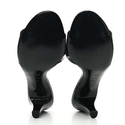 Chanel Patent Leather Camellia Mules 39 Black Ivory 5 of 7