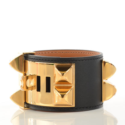 Hermes Box Calfskin Collier de Chien CDC Bracelet S Black 3 of 6