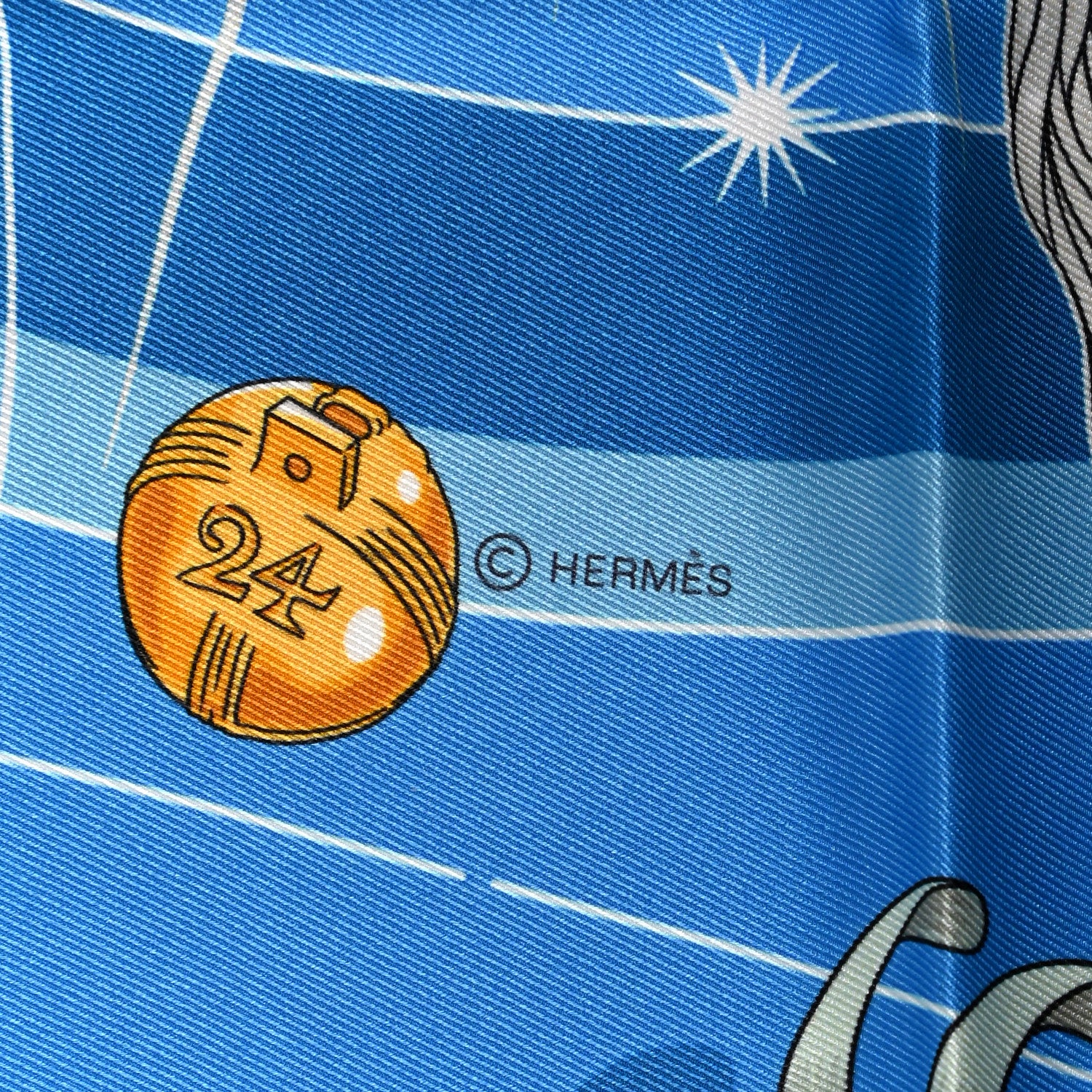 Hermes Silk Chorus Stellarum Scarf 70 Gris Perle Bleu Azur 4 of 5
