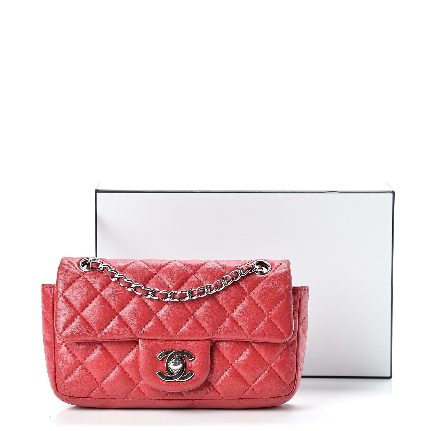 Chanel Lambskin Quilted Extra Mini Rectangular Flap Red 11 of 11