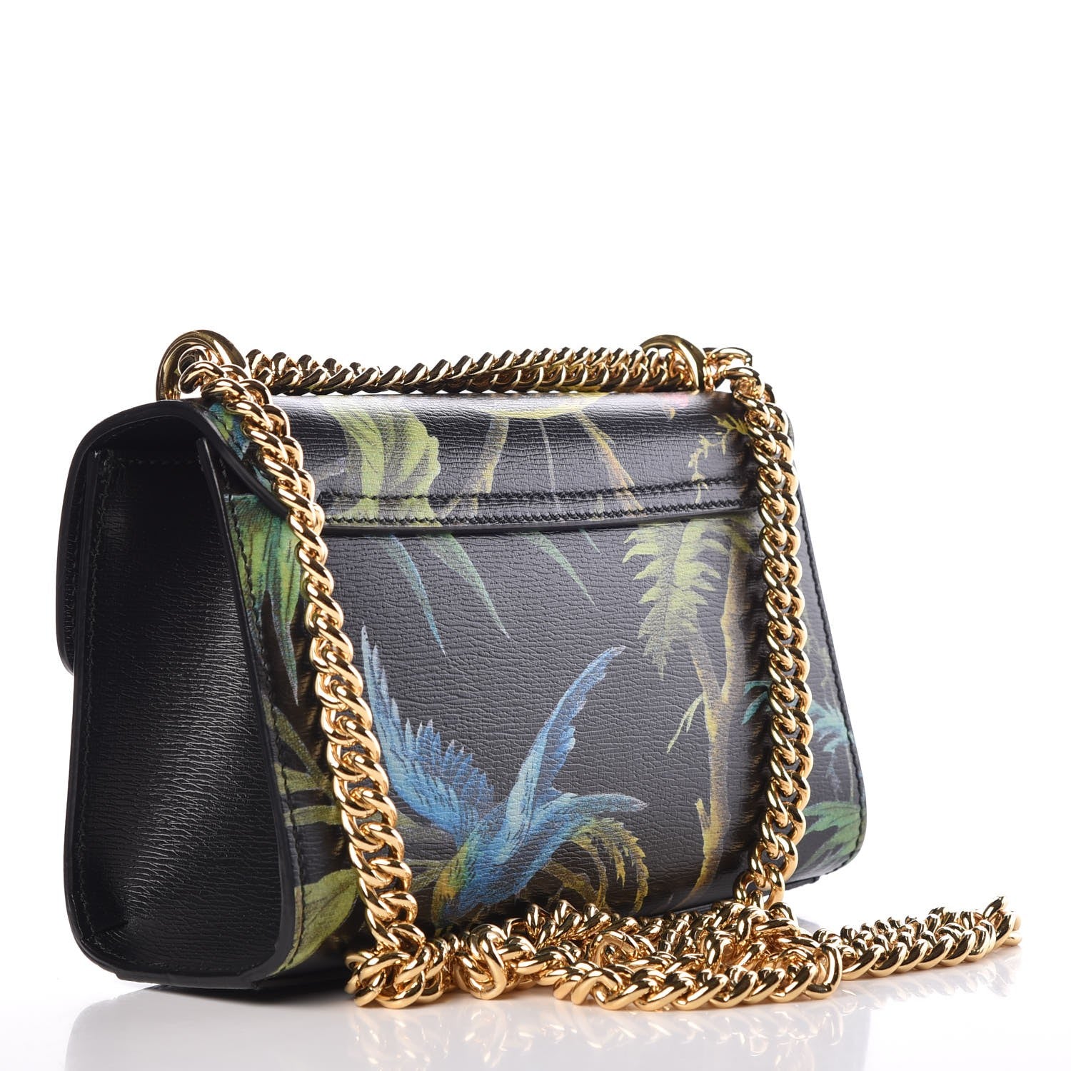 Gucci Calfskin Tropical Print Small Padlock Shoulder Bag Black Multi 2 of 9
