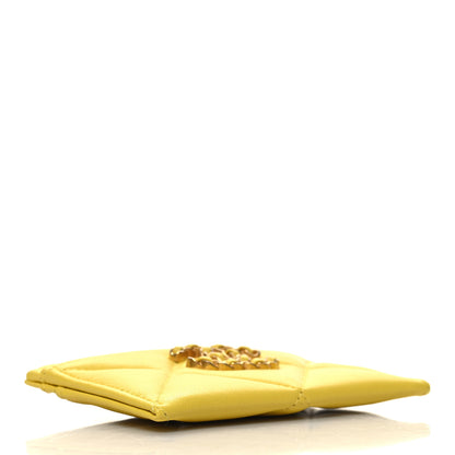 Chanel Lambskin Quilted Chanel 19 Card Holder Yellow 4 of 10