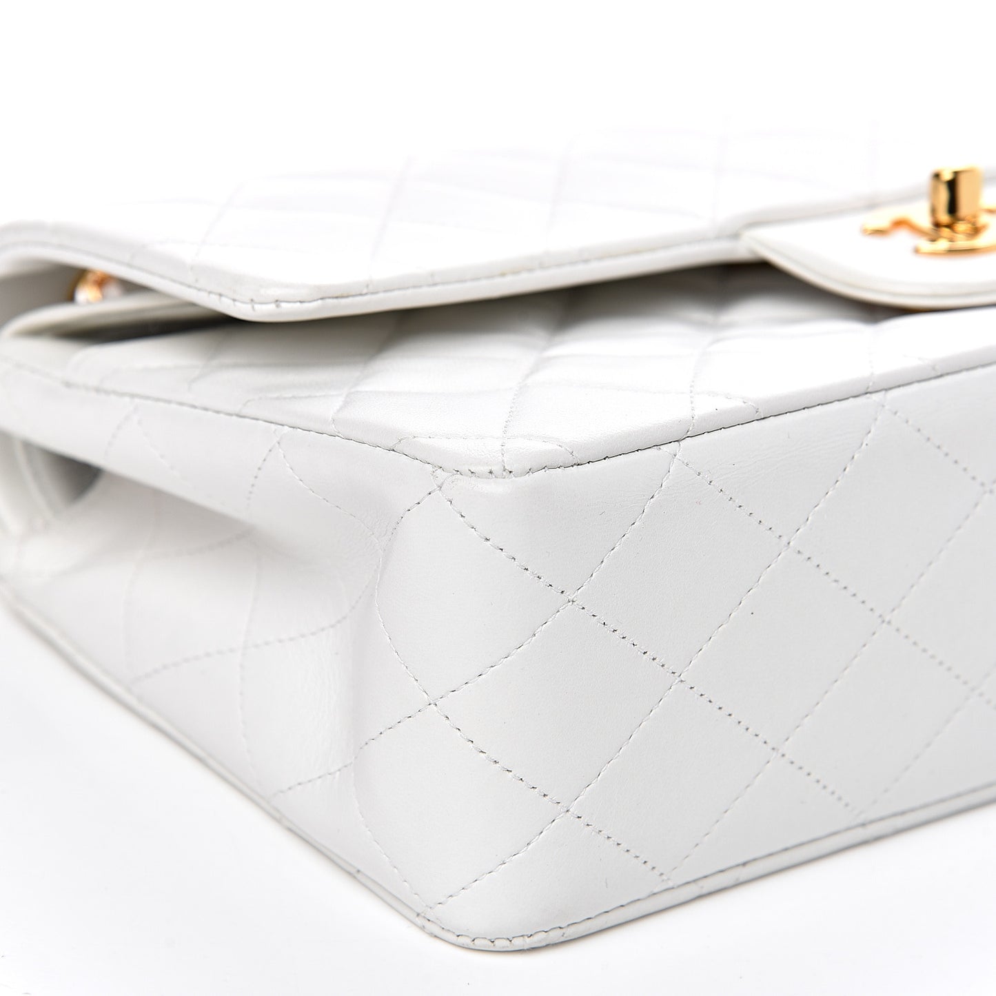 Lambskin Quilted Medium Double Flap White