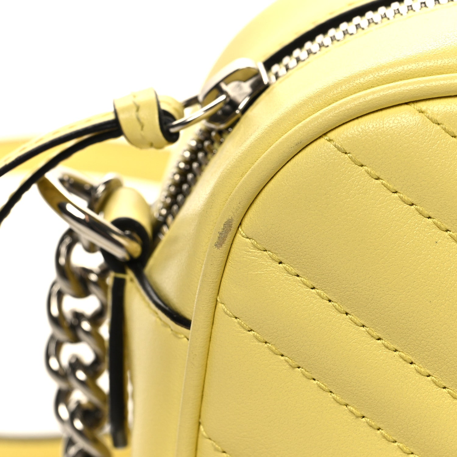 Gucci Calfskin Matelasse Small GG Marmont Chain Shoulder Bag Banana 11 of 12