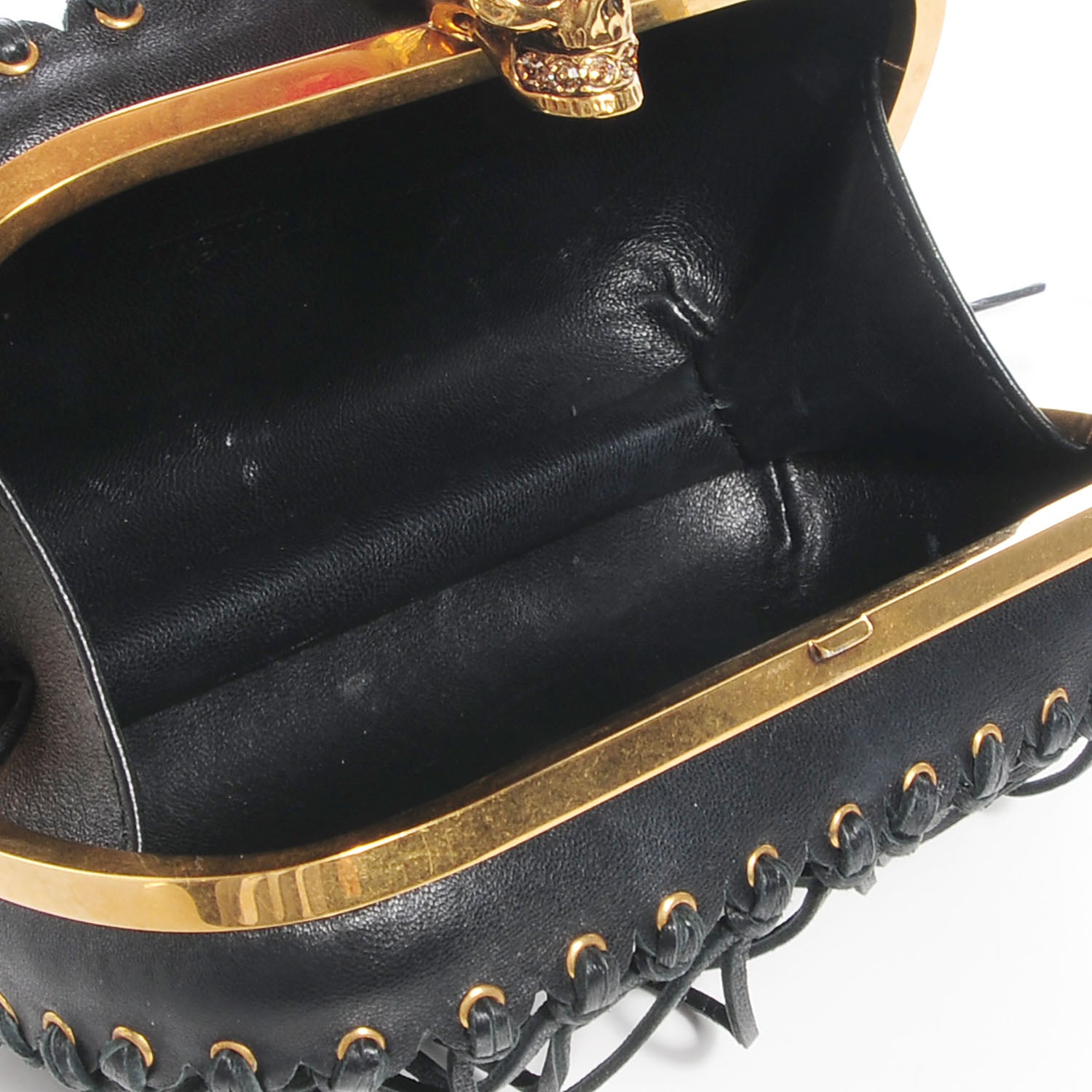 Alexander McQueen Leather Fringe Skull Box Clutch Black 5 of 10