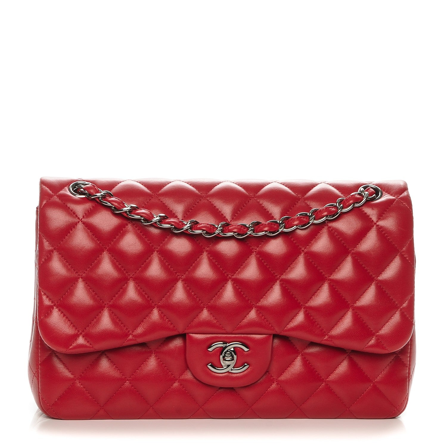 Chanel Lambskin Quilted Jumbo Double Flap Red 1 of 7