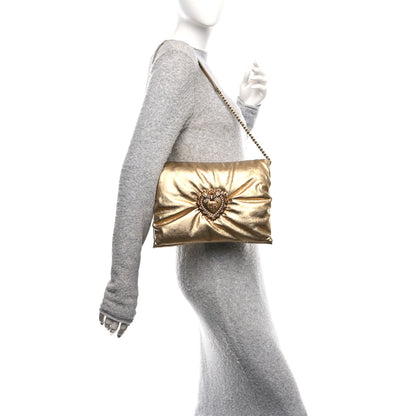 Dolce & Gabbana Calfskin Devotion Clutch With Chain Gold 2 of 9