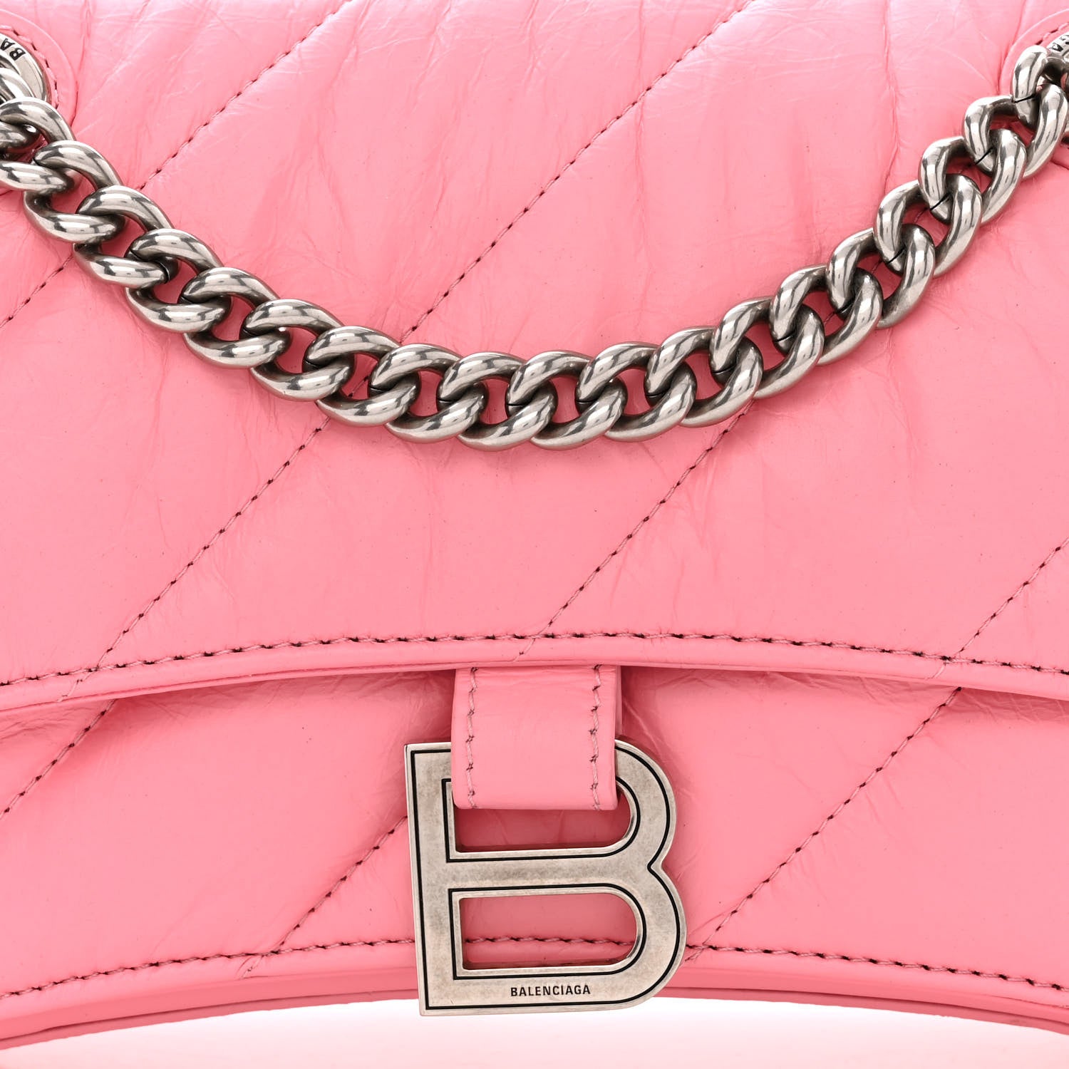Balenciaga Crushed Calfskin Quilted Small Crush Chain Bag Sweet Pink 8 of 10