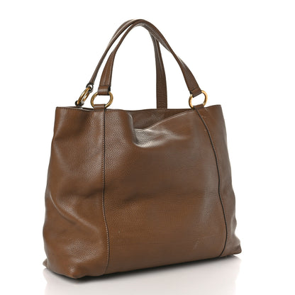 Gucci Pebbled Calfskin Medium Twill Tote Brown 3 of 14