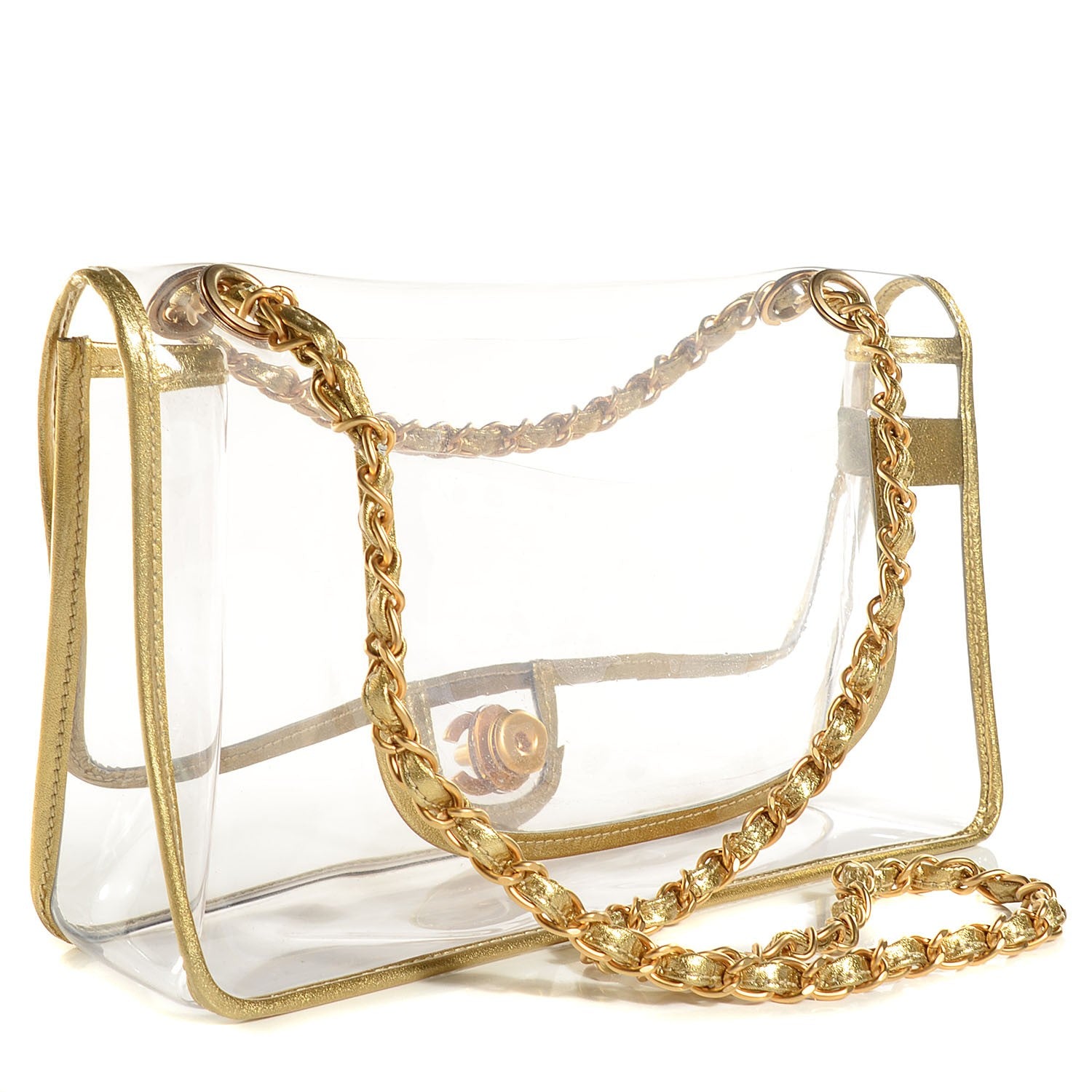 Chanel Vinyl Naked Classic Large Flap Gold 3 of 9