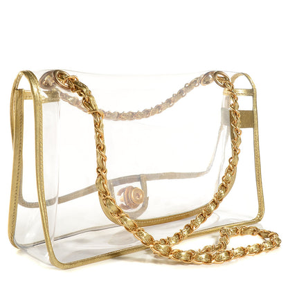 Chanel Vinyl Naked Classic Large Flap Gold 3 of 9
