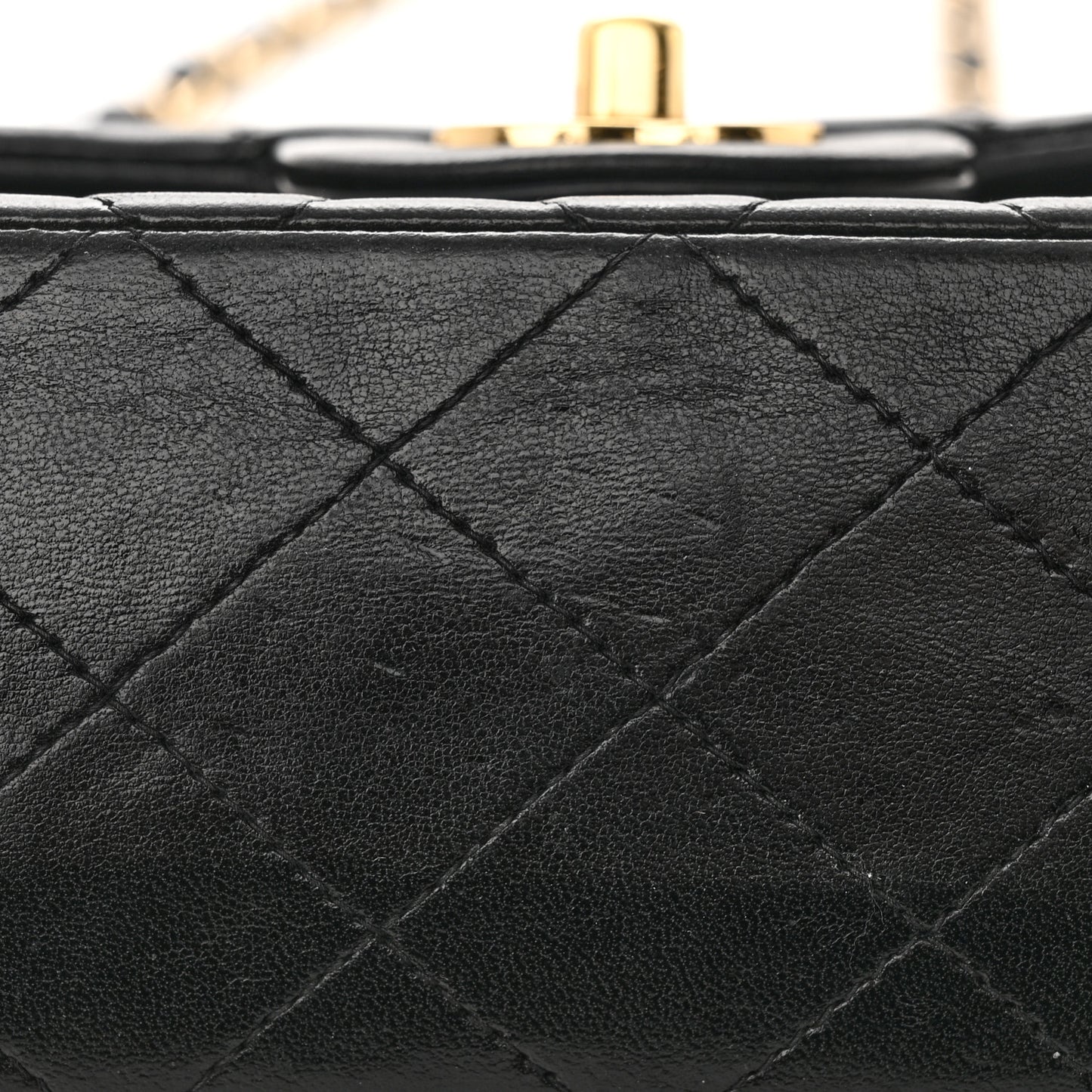 Lambskin Quilted Medium Double Flap Black