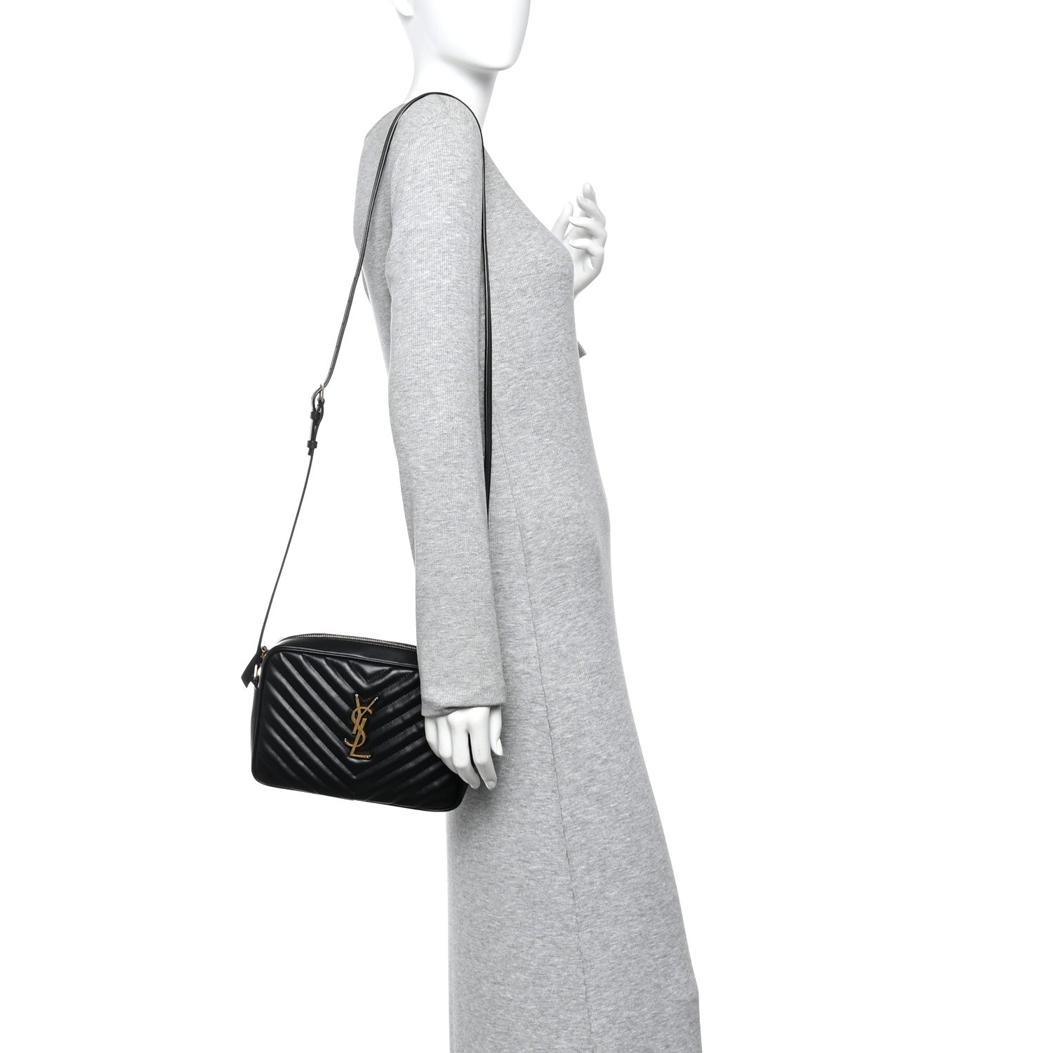 Saint Laurent Calfskin Matelasse Monogram Lou Camera Bag Black 2 of 10
