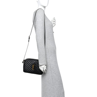 Saint Laurent Calfskin Matelasse Monogram Lou Camera Bag Black 2 of 10