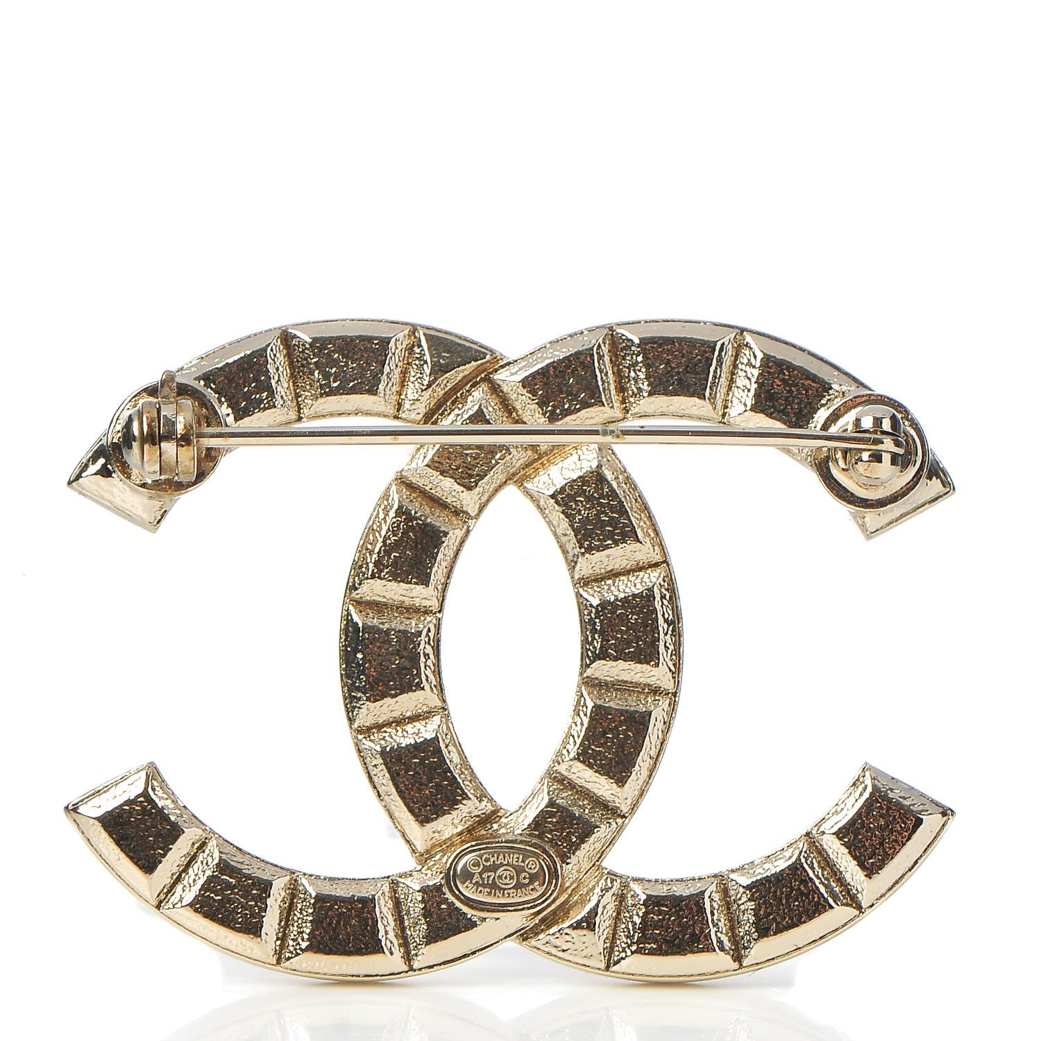 Chanel Studded CC Pin Brooch Gold 3 of 5