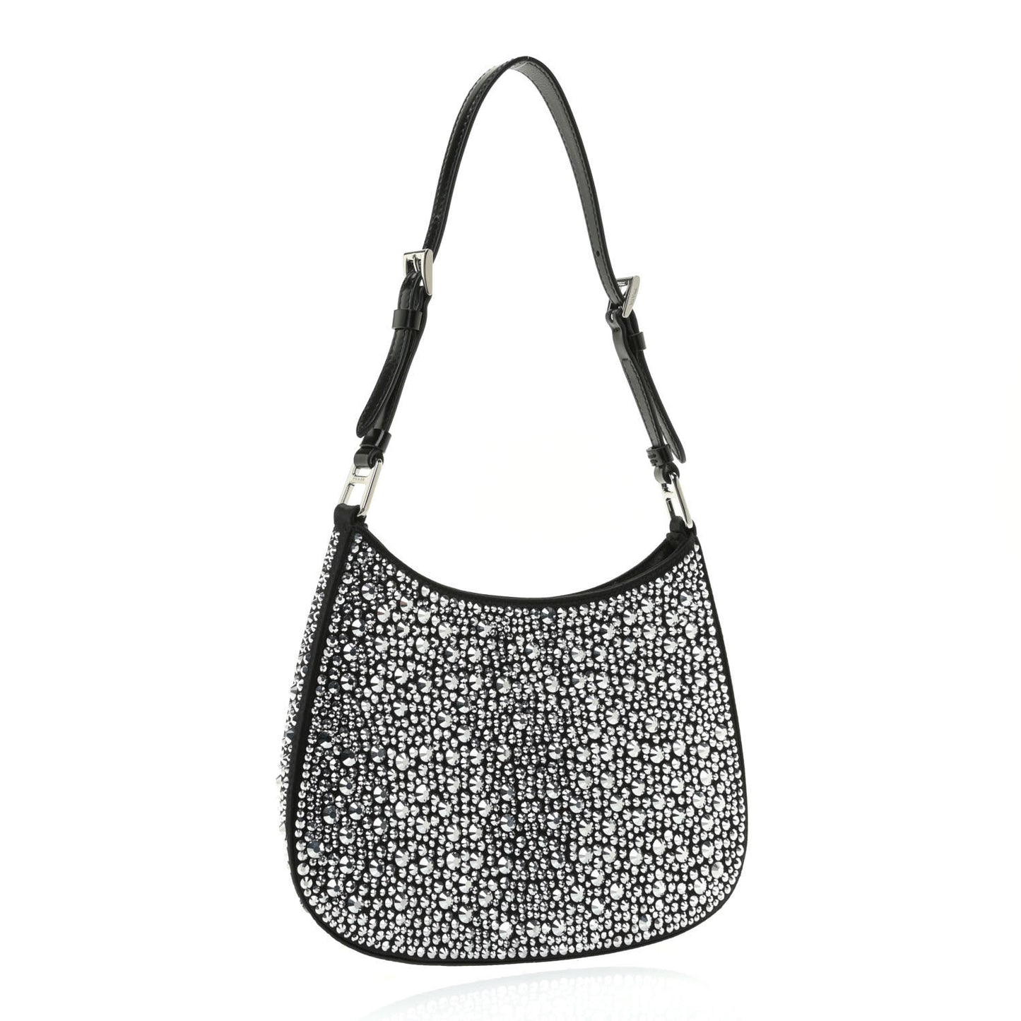Satin Crystal Cleo Adjustable Strap Shoulder Bag Metal