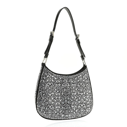 Prada Satin Crystal Cleo Adjustable Strap Shoulder Bag Metal 2 of 9