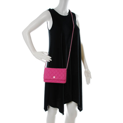 Chanel Iridescent Caviar Quilted Wallet on Chain WOC Pink 2 of 8