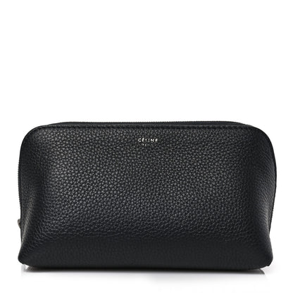 Celine Textured Calfskin Cosmetic Pouch Bag Black 1 of 8