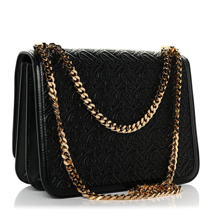 Burberry Calfskin Monogram Embossed Medium TB Chain Bag Black 3 of 10