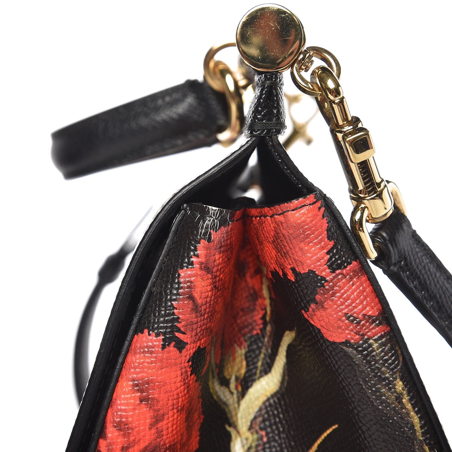 Dolce & Gabbana Dauphine Polka Dot Floral Print Medium Miss Sicily Satchel Black 12 of 13