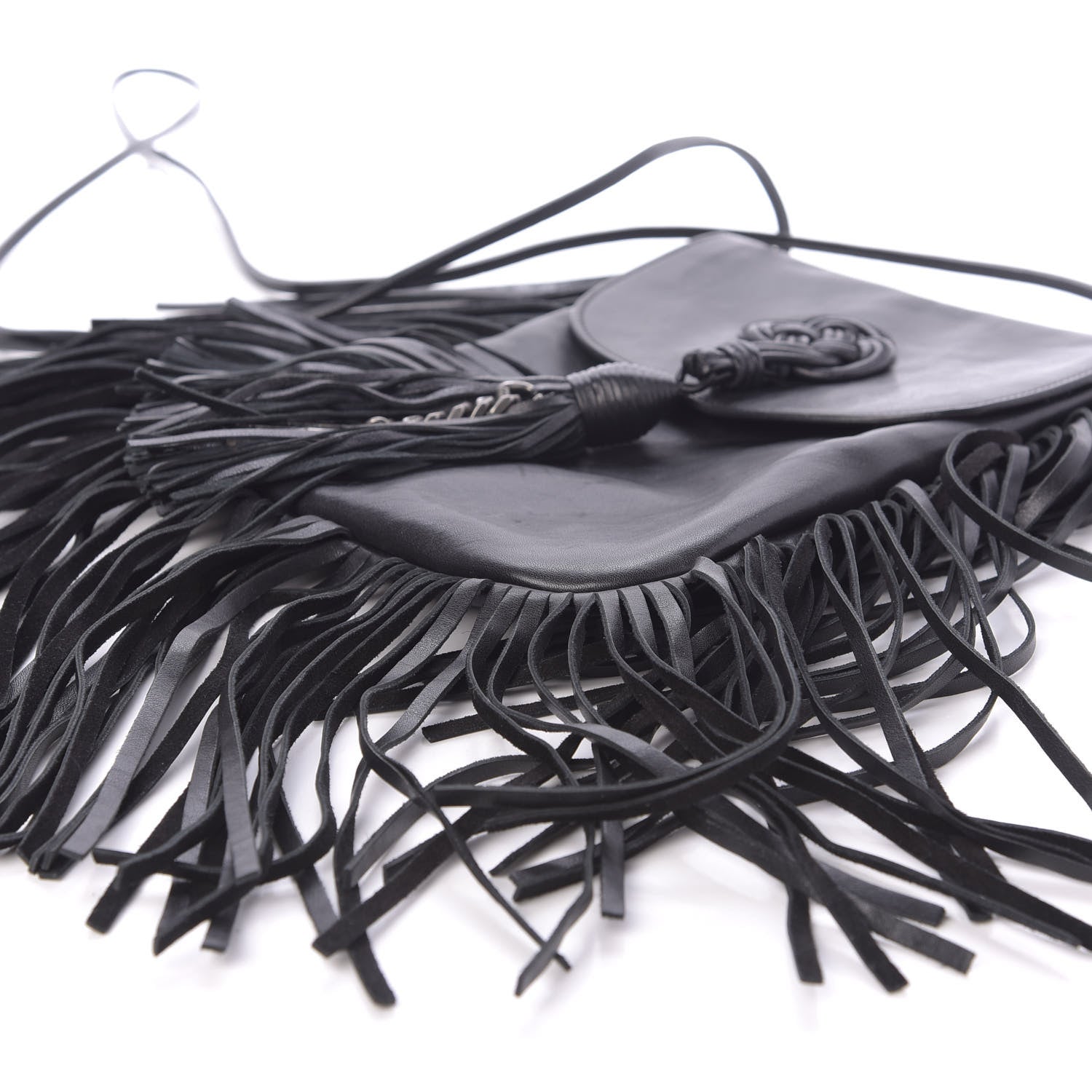 Saint Laurent Lambskin Fringe Small Anita Crossbody Bag Black 7 of 11