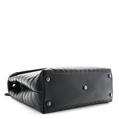 Saint Laurent Calfskin Y Quilted Monogram Monochrome Large Loulou Chain Satchel Black 4 of 12