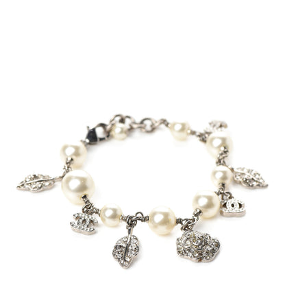 Chanel Crystal Pearl CC Charm Bracelet Silver 1 of 4