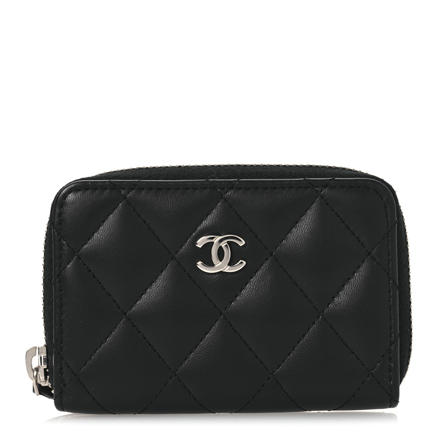 Chanel Lambskin Quilted Zip Coin Purse Black 1 of 7