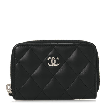 Chanel Lambskin Quilted Zip Coin Purse Black 1 of 7