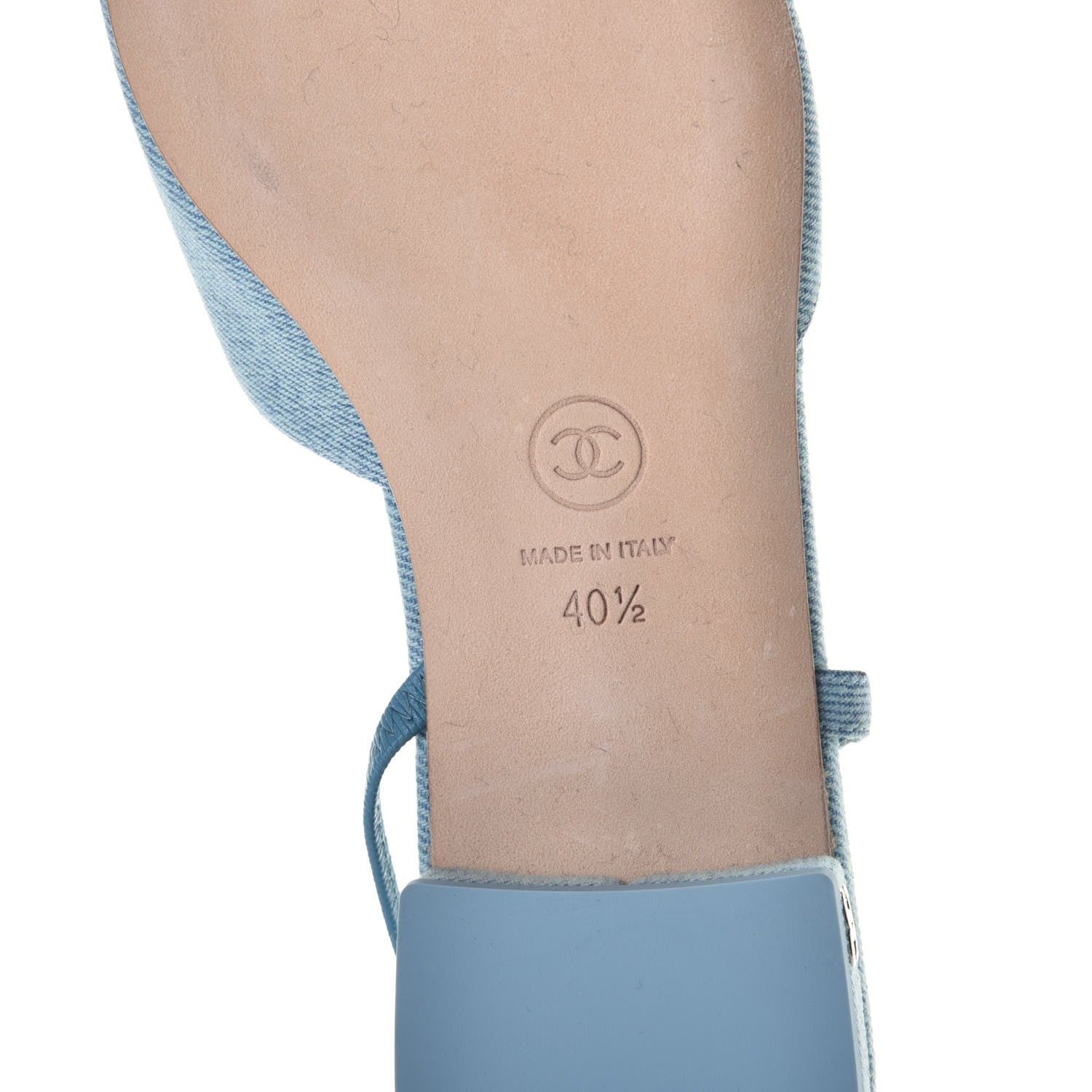Chanel Denim Cap Toe CC Slingback Flats 40.5 Blue 6 of 8