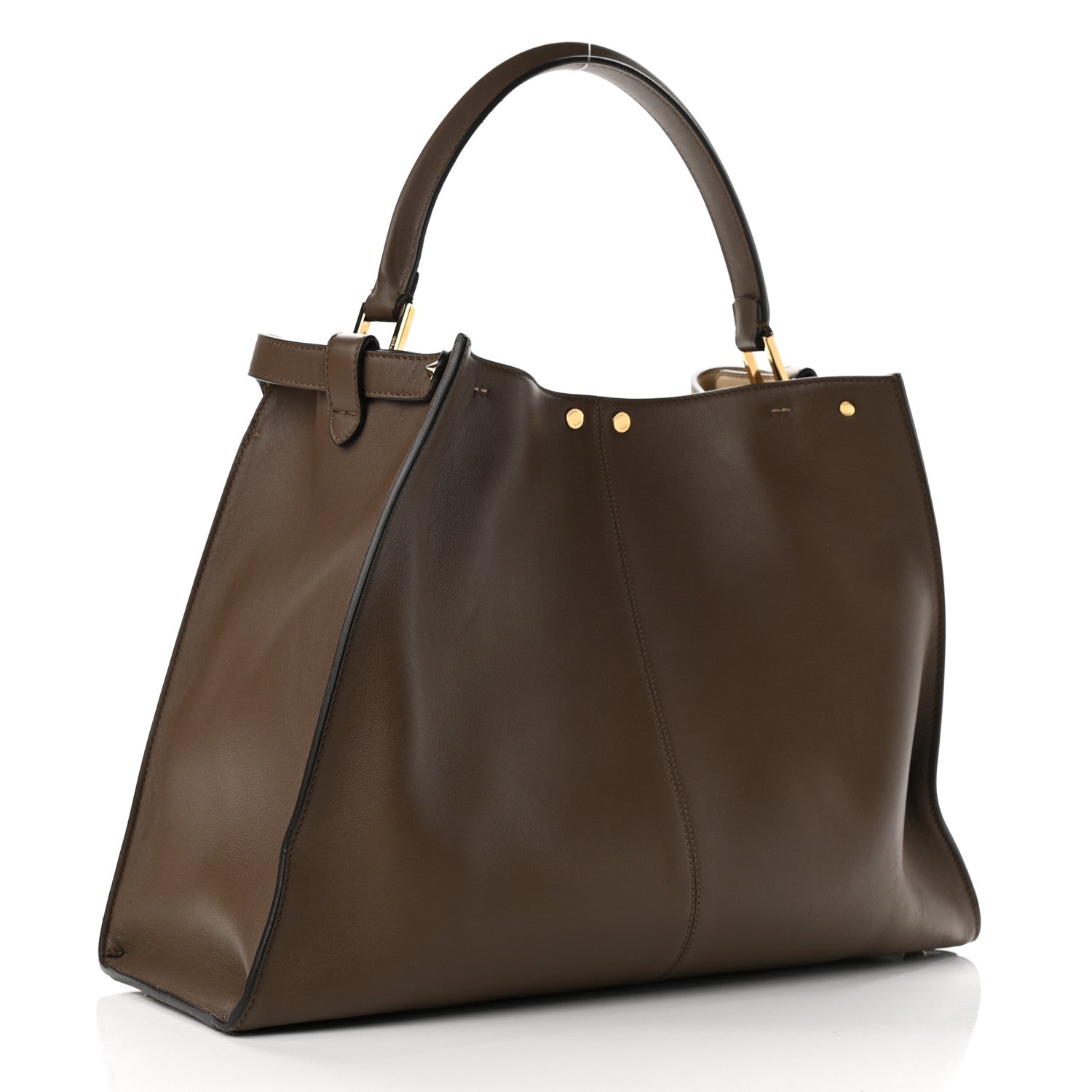 Fendi Vitello Seta Glazed Fabric FF 1974 Large Peekaboo X-Lite Maya Mogano Panna 3 of 10