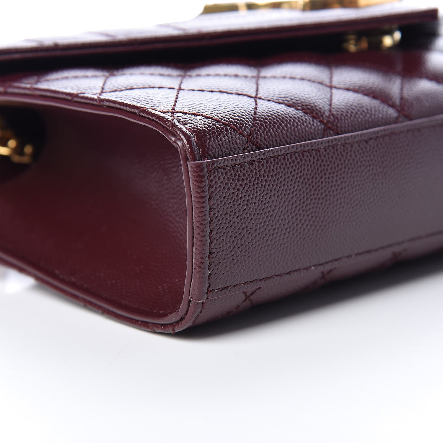 Saint Laurent Grain De Poudre Textured Mixed Matelasse Triquilt Small Monogram Satchel Burgundy 8 of 9