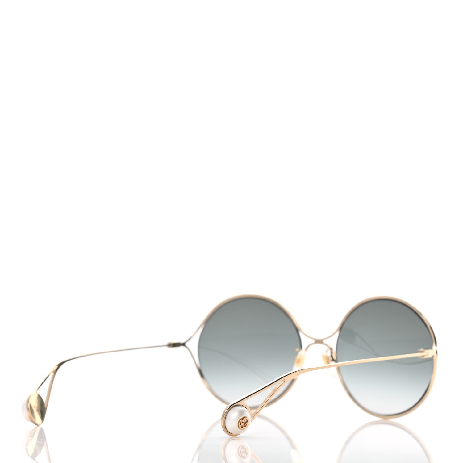Gucci Metal Round Pearl Tip Sunglasses GG0253S Gold 4 of 8
